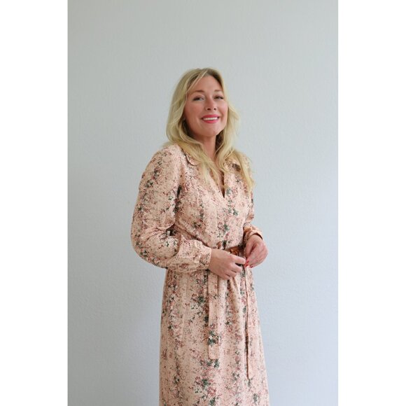 1970s Vintage Julie Miller Pink Floral Velvet Dress Women's Extra Small to Small - Picture 4 of 9